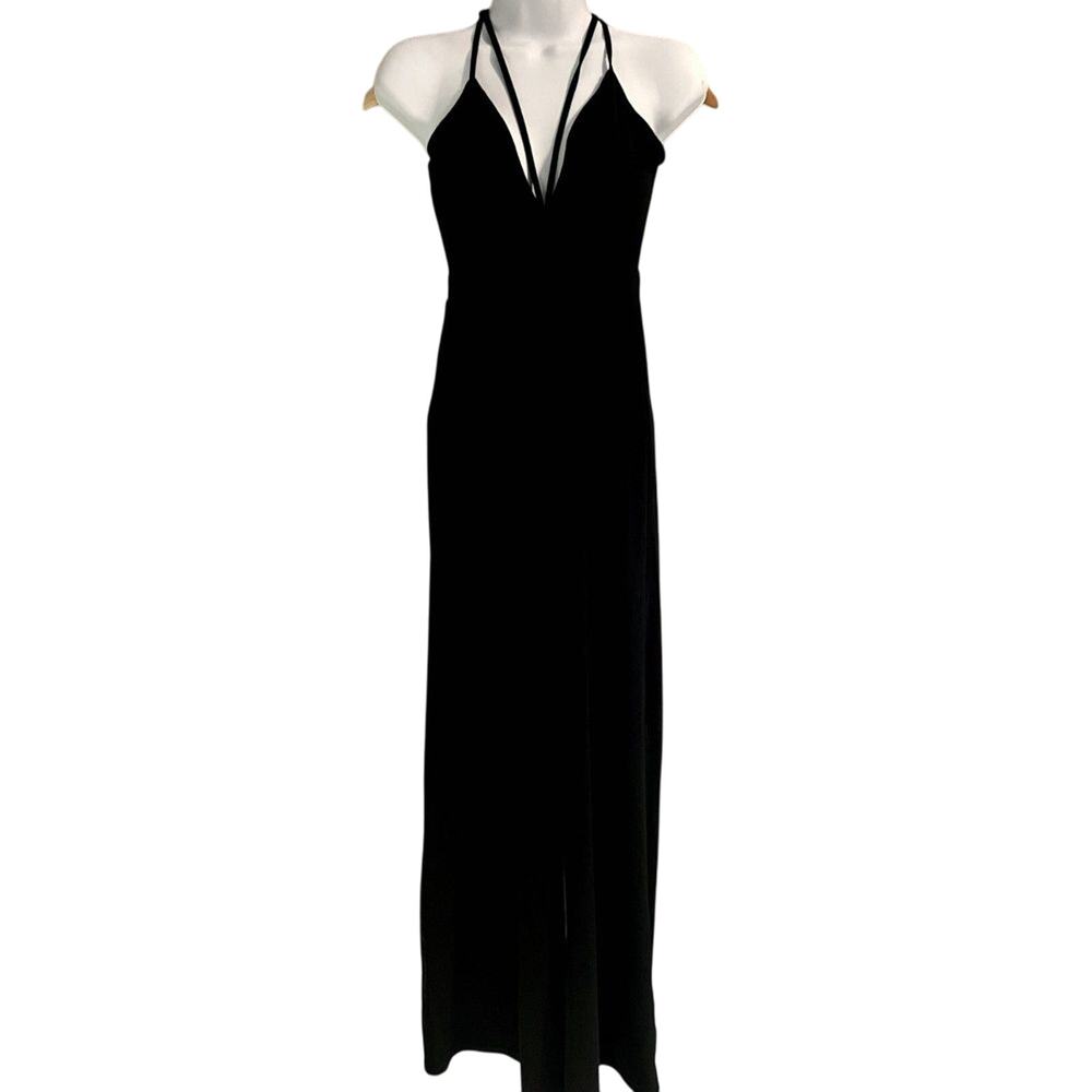 NWOT Black Jumpsuit 70's Disco backless XS Wide Leg Criss Cross Back